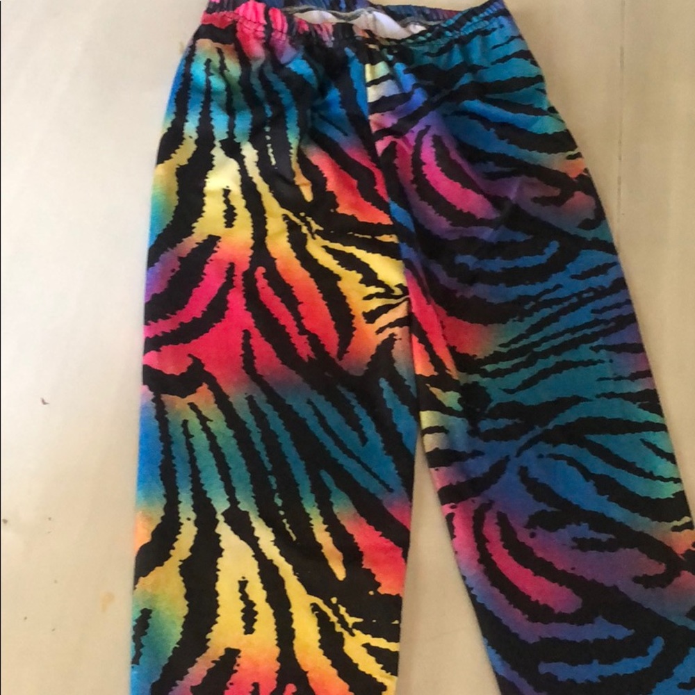 Rainbow zebra leggings OS